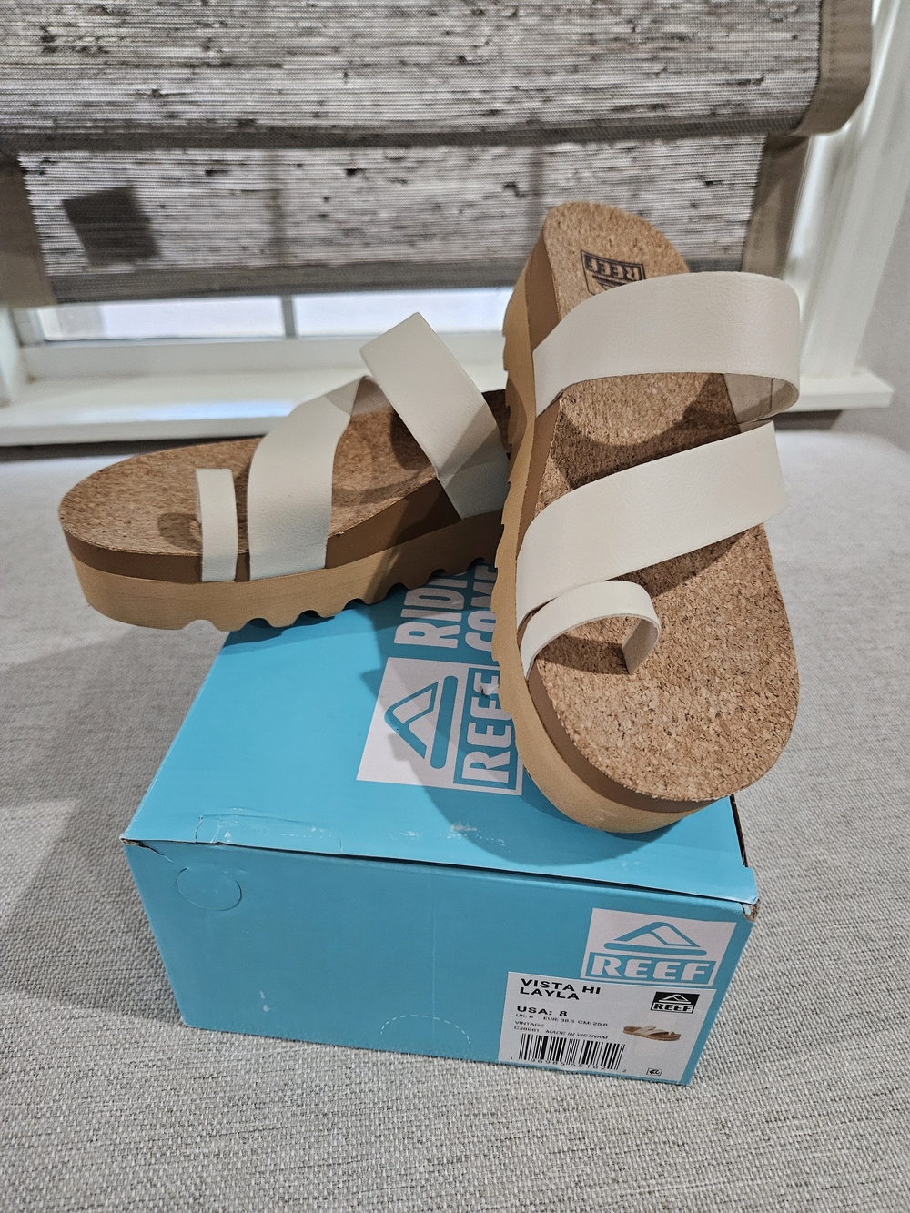 Reef Women's White Cork-Strap Platform Sandals